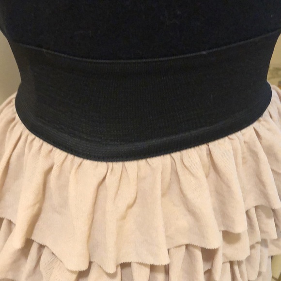 💓Aqua Ballerina Style Black Tank Wide Band Waist, Beige Soft Ruffle Dress - Picture 13 of 13